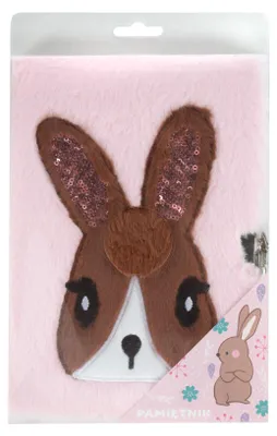 Image de Agenda en peluche avec cadenas rose Lapin DERFORM