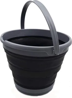 Produktbild von Kompakte 10l Plastikeimer grau-schwarz für Angelwasser