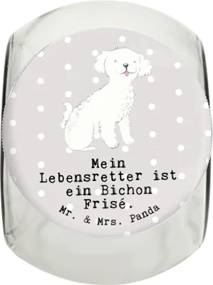Produktbild von Mr. & Mrs. Panda Dose Bichon Frisé Lebensretter XL 2000ml - Grau Pastell - Geschenk, Keksdose, Vorratsbehälter, Bonbonglas, schraubglas, Vorratsglas