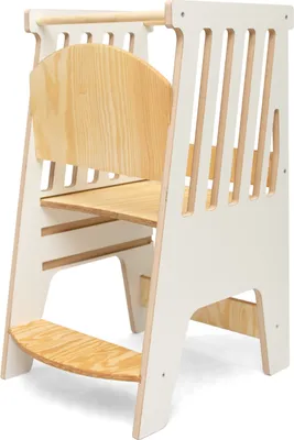 Produktbild von Woodforkid Lernturm Höhenverstellbar Learning Tower Tritthocker MDF Weiß