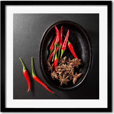 Produktbild von Bild - 50 cm x 50 cm - MDF - Rahmen, Wandkunst - Chilischoten
