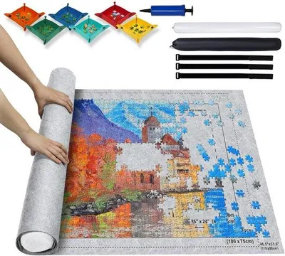 Produktbild von Famanu Puzzlematte - Hochwertige Puzzelschutzmat - 2000 Teile - Grau