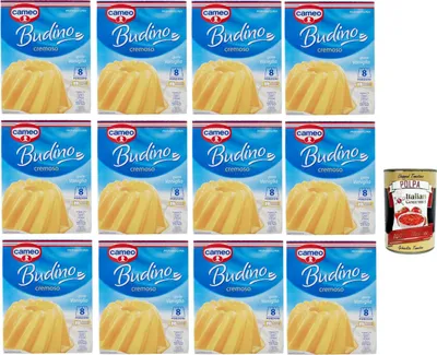 Produktbild von Cameo Cremige Pudding Mix mit Vanilla geschmack, einfach zuzubereitendes Dessert, Die Packung enthält 2 Beutel mit je 4 Portionen für insgesamt 8 Portionen, 12x 130 g + Italian Gourmet polpa 400g