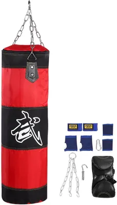 Obrázok produktu pre Boxerský vak – Robustný boxerský vak z plátna – Výška 1 m – Priemer 46 cm – Odolný a trvácny – Ideálny na tréning – Tréningový vak