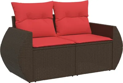 Zdjęcie produktu dla vidaXL Sofa ogrodowa z poduszkami 2-osobowa brązowa z polirattanu