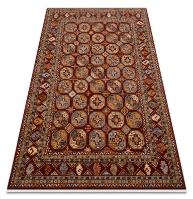 Imagen del producto de Alfombra de lana KESHAN franjas, Ornamento, marco oriental 7874/53588 burdeos rojo 160x230 cm