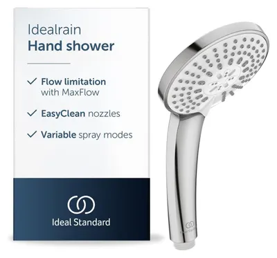 Produktbild von Handbrause Handbrausenkopf Duschkopf - 3 Funktionen - Ø 10 cm - Chrom - Spardusche 8 l/min