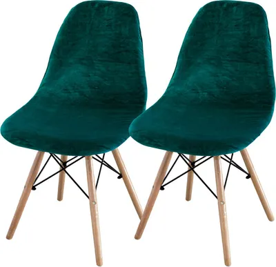 Produktbild von (2er-Set, Grün) Mid-Century Modern Esszimmerstuhlbezüge, Armlose Stretch-Loungestuhlbezüge, für Küche, Büro, Esszimmer und Wohnzimmer