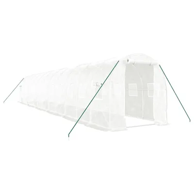 Produktbild von vidaXL Gewächshaus mit Stahlrahmen Weiß 24 m² 12x2x2 m