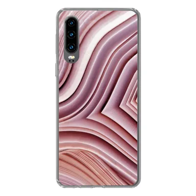 Produktbild von MuchoWow® Handyhülle Schutzhülle Hülle für Huawei P30 Natursteine - Rosa - Großaufnahme Silikon Softcase Handy Hülle - Kartenbesitzer