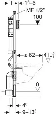 Produktbild von Geberit 111047001 Duofix Elem. für WWC, 120cm mit Sigma