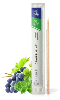 Produktbild von Wunder Zahnstocher Zahnstocher mit Geschmack - 200er Set Traube Minze Einzeln verpackt für deinen Lifestyle