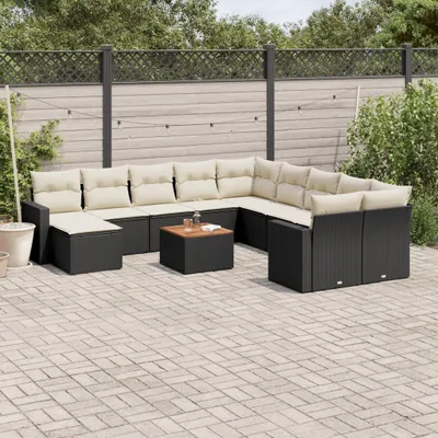 Produktbild von 12-tlg. Garten-Sofagarnitur mit Kissen Schwarz Poly Rattan 3224418