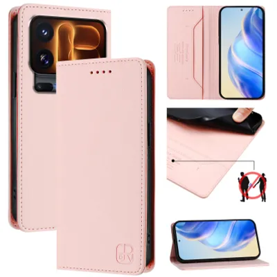 Produktbild von Lederhülle für Xiaomi 18 Pro Hülle Flip Brieftasche Kartenfächern Ständer Schutzhülle Pink