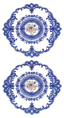 2er-Set Retro-Spitzenplatzsets, 28x28 cm, dunkelblau