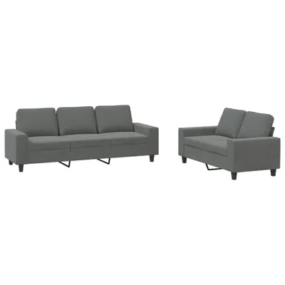Image de vidaXL Ensemble de canapés 2 pièces gris foncé Tissu