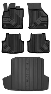 Productafbeelding van Rubberen automatten + kofferbakmat voor Skoda Octavia III 2012-2020 (stationwagen) – 5-delig, zwart, op maat – Wielganizator