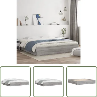Produktbild von The Living Store Bettgestell mit Schubladen Grau Sonoma 160x200 cm Holzwerkstoff