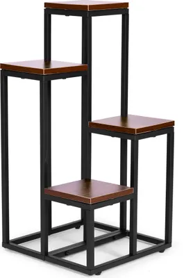 Produktbild von Blumenständer mit 4 Ablagen, 69,5 cm, Holzoptik und Metall