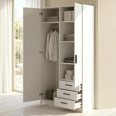 Immagine prodotto di Dmora Guardaroba 2 Ante Sultani 49.8x200.4h cm Bianco, Appendiabiti 2 Ante