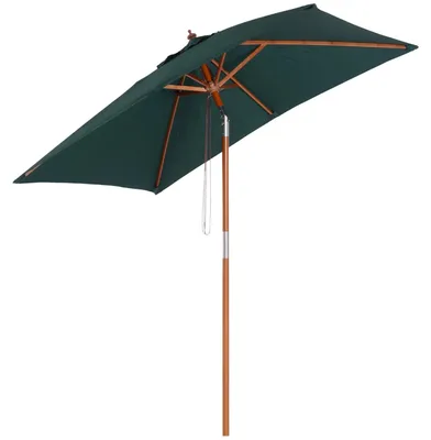 Produktbild von Sonnenschirm Knickbarer Gartenschirm Aus Tannenholz, 3-Stufig Einstellbar, Grün, 200X150X230Cm