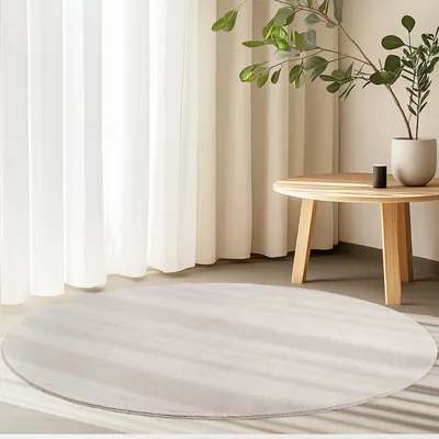 Produktbild von Homebyhome Waschbarer Kurzflor Teppich, rutschfest & weich, Modernes Einfarbig Design für Wohnzimmer, Schlafzimmer, Grösse: 160 cm Rund