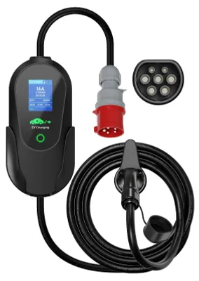Obrázok produktu pre Prenosná nabíjačka pre elektromobily, inteligentné ovládanie cez aplikáciu, nastaviteľný prúd, typ 2, 11 kW, dĺžka kábla 5 metrov