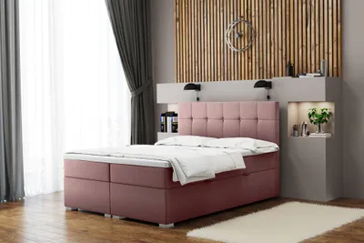 Produktbild von Boxspringbett Schlafzimmerbett ABELT 160x200cm in Stoff Matt Velvet Altrosa