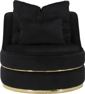 Produktbild von Sessel Poltrona 84 x 72 x 84 cm Pinie Sperrholz Plastik Polyester Schwarz Gold