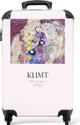 Produktbild von NoBoringSuitcases.com® Koffer Handgepäck Trolley Rollkoffer Kleine Reisekoffer mit 4 Rollen - Kunst - Klimt - Rosa - Farben - Alte Meister - Cabin Size < 55x40x23 cm & 55x40x20 cm - Fotokoffer - Kabinenkoffer - BoardgepäckHandgepäck Koffer 55x35x20 cm, 36L,