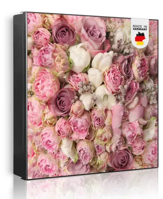 Zdjęcie produktu dla banjado metalowa szafka na klucze, duża 30x30 cm z 32 haczykami, może służyć jako tablica magnetyczna, czarny korpus, zawias po prawej stronie, Strauss Rosen [SKG1 11473]
