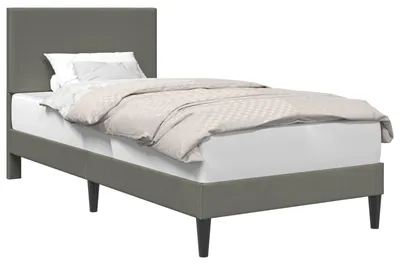 Produktbild von Bettrahmen mit Kopfteil Hellgrau 100 x 200 cm Cordstoff