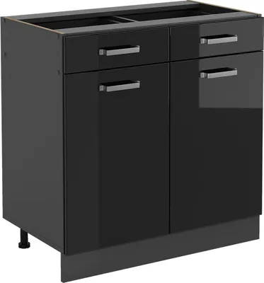 Produktbild von Kuchynská spodná skrinka Vicco R-Line, 80 cm bez pracovnej dosky, čierna vysoký lesk/antracit