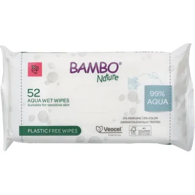 Zdjęcie produktu dla Chusteczki nawilżane Bambo Nature 99% wody 52 szt.