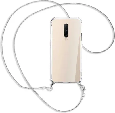 Produktbild von Handykette Backcover-Schutzhülle mit Band (Metall silberfarben) für OnePlus 7 Pro - silberfarbene Kette Snake