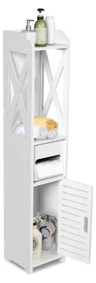 Produktbild von Badezimmerschrank Schmal mit 1 Schublade in Weiß 80 x 15,5 x 15 cm