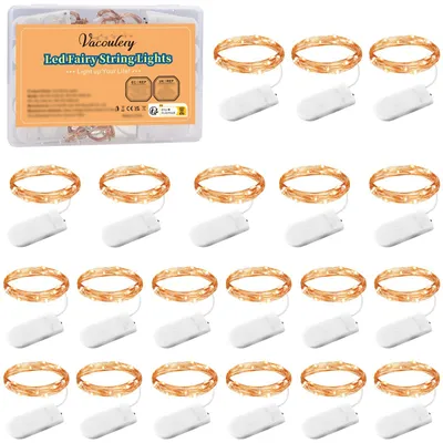 Productafbeelding van Fairy lights op batterijen - Set van 20 - 1 m 10 LED waterdicht koperdraad slinger voor blikjes - Vakantie - Verjaardag