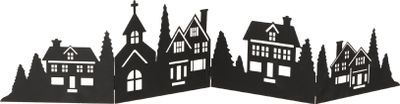 Deko Häuserzeile aus Metall klappbar 77 x 17 cm - schwarz - Weihnachtsstadt Silhouette zur Tischdekoration - Weihnachtsdeko Tischdeko für Weihnachten Weihnachtsstadt Skyline