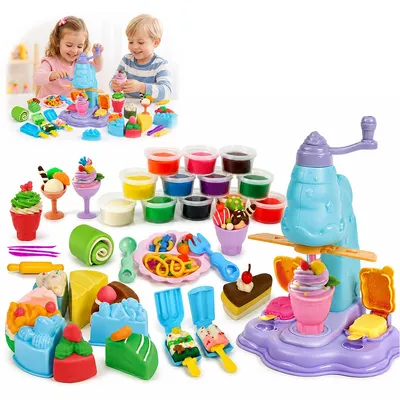 Produktbild von Knete-Eismaschine, Knet-K체chenspielzeug-Set f체r Kinder ab 3, 4, 5 und 6 Jahren, mit 12 Knetst체cken, Knetspielzeug als Geschenk f체r M채dchen und Jungen