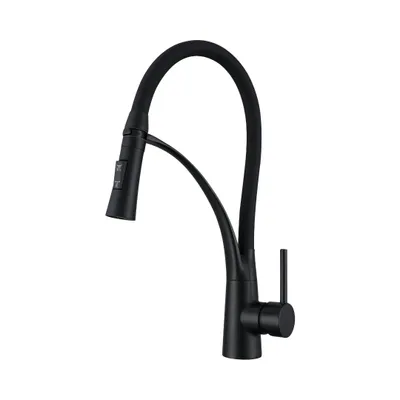 Produktbild von VBChome Küchenarmatur Schwarz mit flexibler Auslaufbrause 360° schwenkbar, 2 Strahlarten Einhebelmischer flexible Küchenarmatur mit Brausefunktion