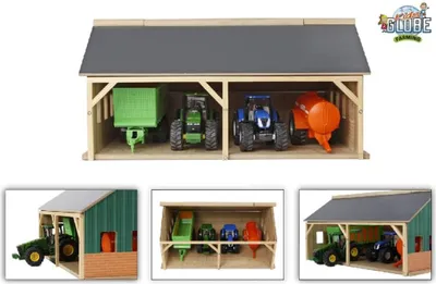 Obrázok produktu pre KidsGlobe Scheune / Stall 1:50 aus Holz, für Traktoren + Anhänger, Dach klappbar