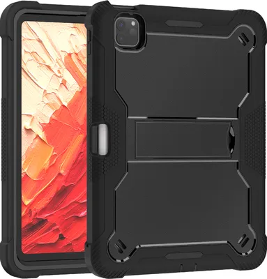 Produktbild von Schutzhülle für iPad Pro 11 Zoll M4 (2024) Robust Hybrid Tablet Hülle mit Ständer Schwarz