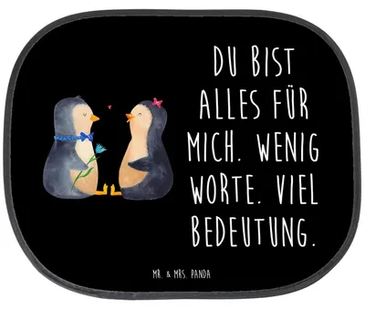 Produktbild von Mr. & Mrs. Panda Sonnenschutz Auto Pinguin Pärchen - Schwarz - Geschenk, Autoscheibe, Sonnenblende, Hochzeitsgeschenk, fenster, Hochzeitstag, autofenster, Hochzeit