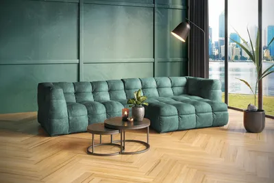 Produktbild von KAWOLA Sofa ROSARIO Ecksofa Velvet petrol Recamiere rechts