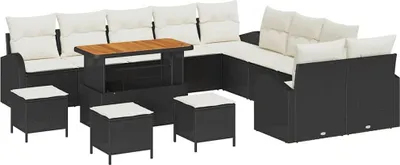 Produktbild von "SALE 2026" Garten-Sofa-Set - elegantes Design - Sitzgruppe mit Sofa, Tisch - mit Kissen 14 pcs Schwarz Poly Rattan - Terassenmöbel DEMöbel152077