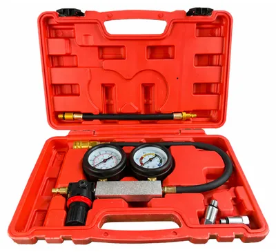 Immagine prodotto di Kit test di perdite nei cilindri, include tester di compressione del motore con doppio manometro per controllo pressione e tasso di perdita,Gebo Tools