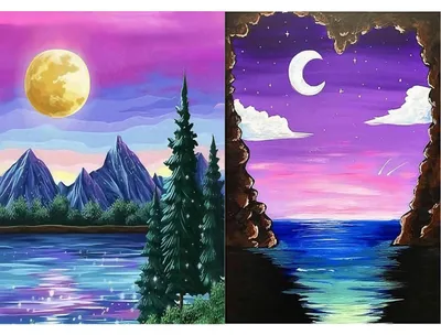 Immagine prodotto di Set per dipinto a diamante 5D, paesaggio vivace, 2 pezzi, 30x40 cm. Kit per creare decorazioni con cielo colorato, ideale come regalo