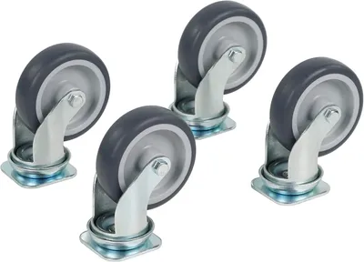 Produktbild von 4 Lenkrollen mit Rückenloch – 100 mm – Gummi – spurlos – Apparaterolle