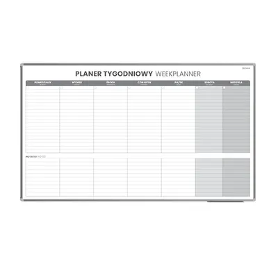 Zdjęcie produktu dla Planer TYGODNIOWY suchościeralny magnetyczny 120x90 cm