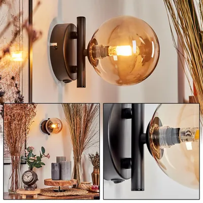 Produktbild von Isorella Wandlampe aus Metall/Glas in Schwarz/Bernsteinfarben